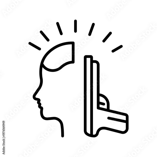 Startup idea icon. Business and entrepreneurship line symbol. Black and white.