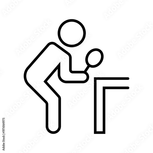 Table tennis player icon. Sports and table tennis line symbol. Black and white.