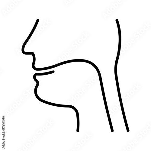 Throat anatomy icon. Healthcare and anatomy line symbol. Black and white.