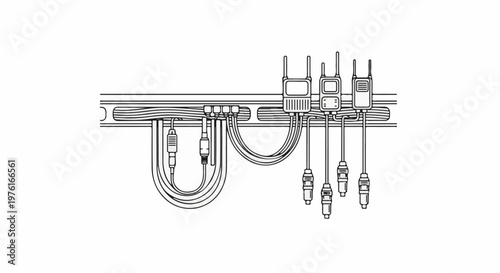A detailed line drawing depicts a wiring harness with multiple cables and connectors