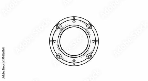 A circular metal frame with an inner ring and six bolts