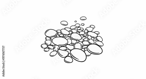 A cluster of smooth, rounded stones or pebbles, some appearing wet