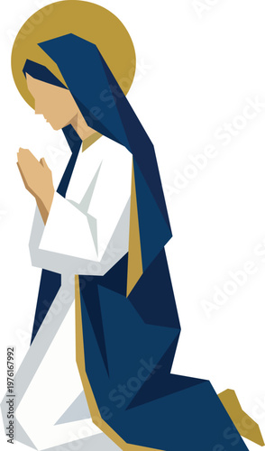 Virgin Mary kneeling in humble prayer