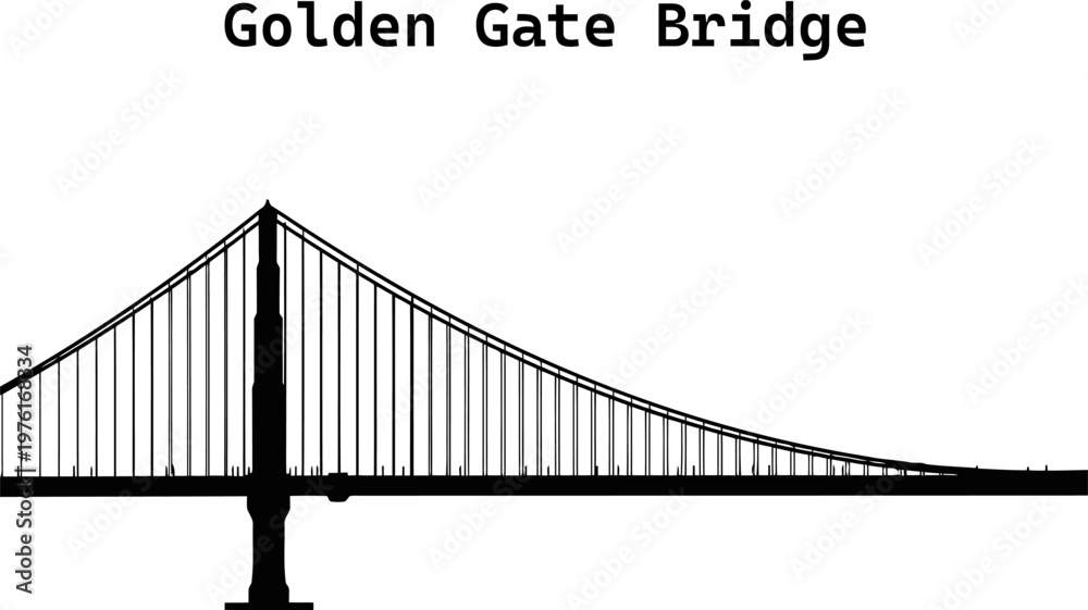Fototapeta premium Golden Gate Bridge silhouette vector.