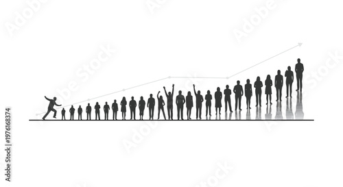The progression of human growth and achievement from small beginnings to great heights Vector
