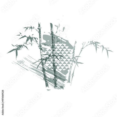 bamboo tree abstract brush japanese chinese vector ink traditional asian design isolated