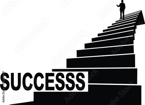 Title stairway to success a black and white illustration description a stark