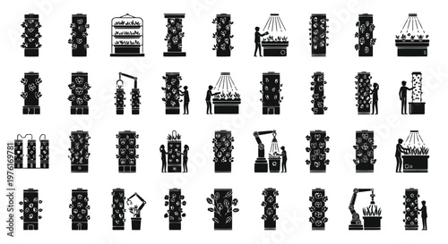 Evolution of industrial machinery and human interaction over time Vector