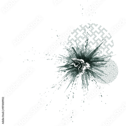 crane bird abstract brush japanese chinese vector ink traditional asian design isolated