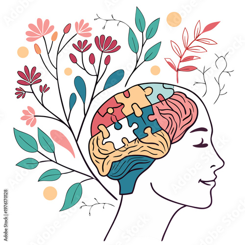 Neurodiversity and Mental Health Awareness Abstract Vector Illustration