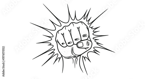Fist punching forward with explosion effect, symbolizing impact or aggression