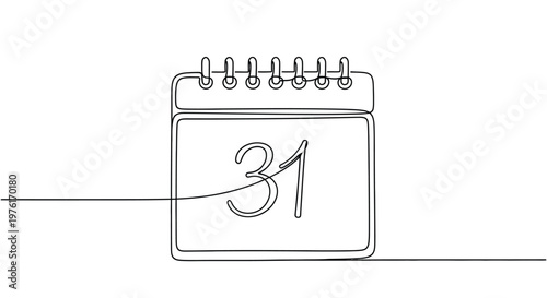 Calendar page with the number 31 indicating a date or end of month thirty one calendar