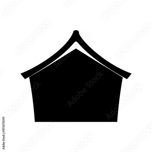 Black house roof, simple house icon, roof silhouette, vector house