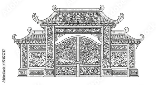 Traditional Chinese ornate gate structure.