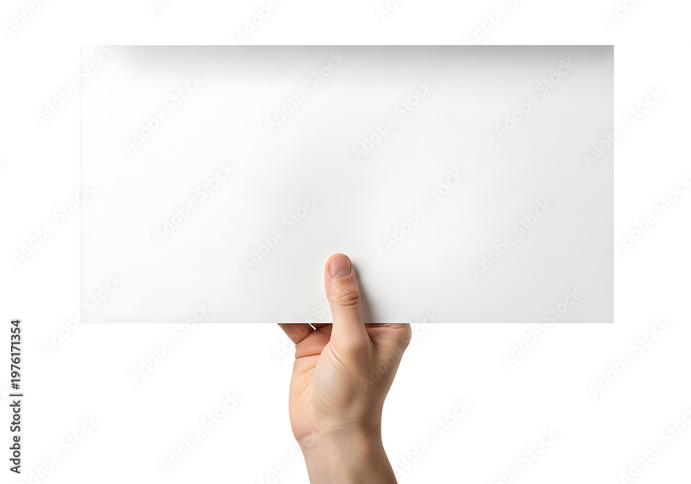 Obraz premium Person hand holding blank rectangular white envelope with envelope business correspondence document stationery communication delivery shipping template packaging receiving professional