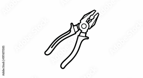 A black and white illustration of combination pliers shown diagonally against a white background