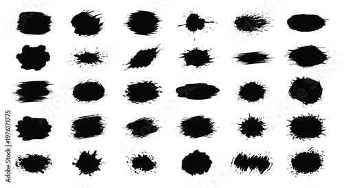 Abstract inkblot patterns showcasing diverse black splatter art styles and variations Vector