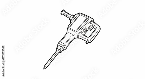 A black and white line drawing of a jackhammer with a pointed bit