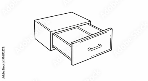 Simple line drawing of a file cabinet drawer partially open