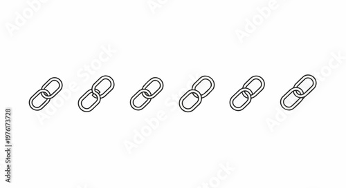 Six interlocking chain links are depicted in a minimalist outline style
