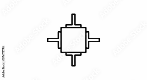 Simple geometric abstract with a central square and four outward protruding elements