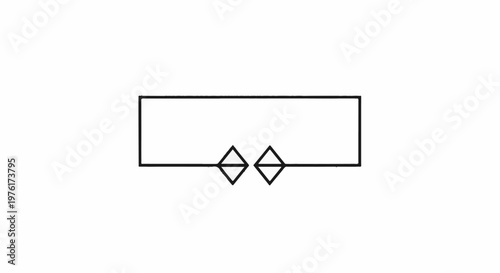 Simple geometric line art with a horizontal rectangle and two diamond shapes below