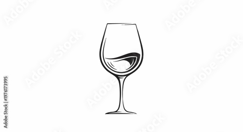 Simple line drawing of a wine glass filled with a dark liquid