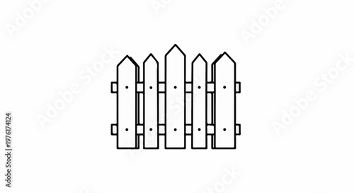 Simple illustration of a white picket fence with black outlines