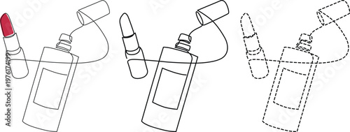 Creative lipstick application designs using unconventional tools and methods Vector