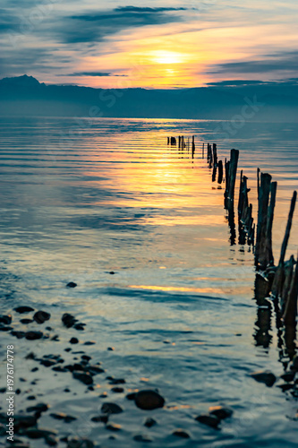 Sonnenuntergang am Bodensee in Deutschland