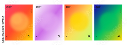 Abstract poster templates with large soft light orbs and color gradients