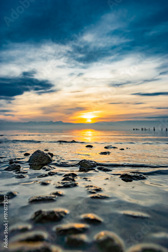 Sonnenuntergang am Bodensee in Deutschland
