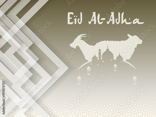 Eid al adha greeting card with sheep and goat