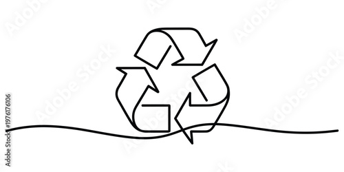 Minimalist Continuous Line Recycling Symbol Icon