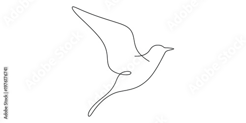 Minimalist Single Line Drawing of a Flying Bird