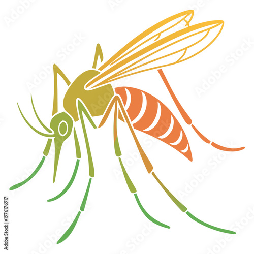 Minimalist mosquito silhouette vector art using colorful gradient tones for medical research or educational biology projects about blood parasites.