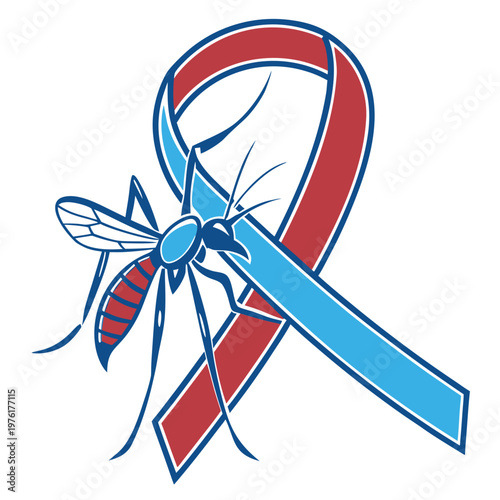 Mosquito disease awareness ribbon vector illustration medical health symbol support concept healthcare science vector.
