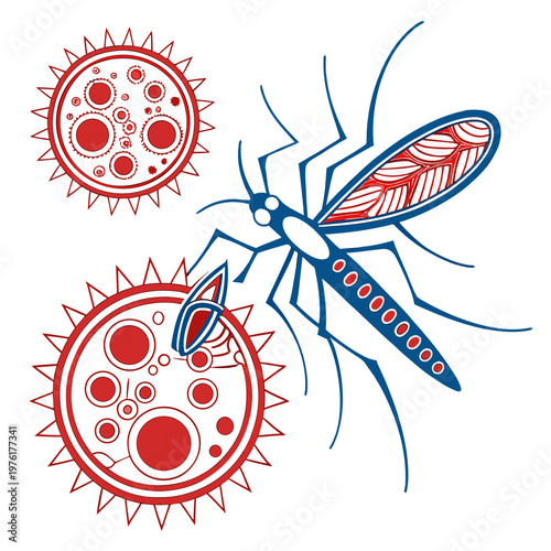 Mosquito vector feeding on infected blood cell highlighting malaria transmission and tropical disease awareness for global health organizations use.