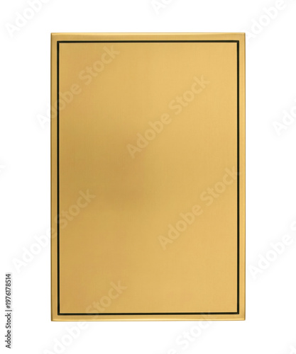 Obraz na plátně Blank rectangular gold plaque isolated. Metal name plate mockup.
