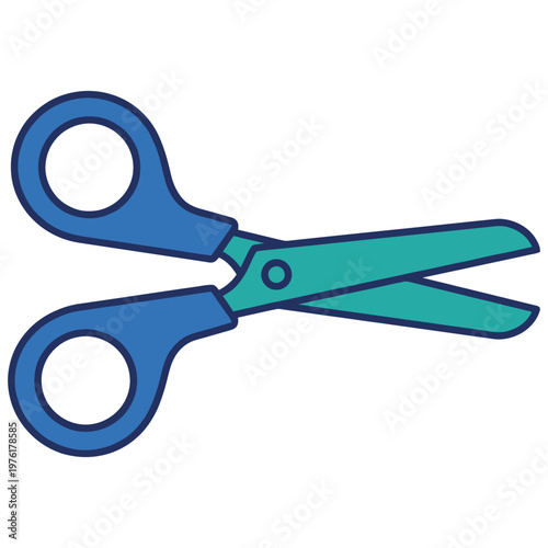 Scissors in Action: A close-up shot of a pair of sharp, open scissors, ready for precision cutting. The handles and blades of the scissor are designed for ergonomic use.
