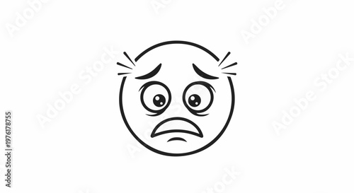 A cartoon face with wide eyes and an open mouth showing fear or shock