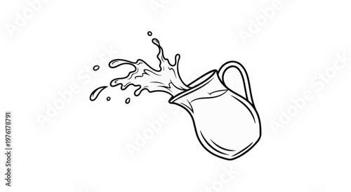 A cartoon jug spills liquid in a splash