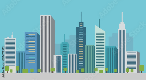 City Skyline with Modern Skyscrapers.