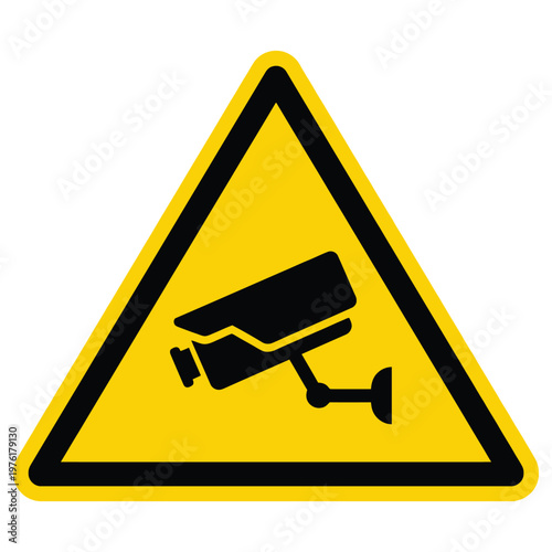 CCTV Surveillance Warning: A stark, attention-grabbing triangular sign displays the silhouette of a security camera, signaling vigilance and surveillance.