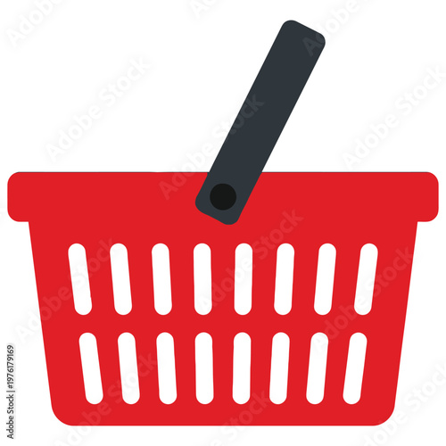 Red Shopping Basket Icon: A vibrant red shopping basket, its iconic design evokes the convenience and simplicity of modern commerce.