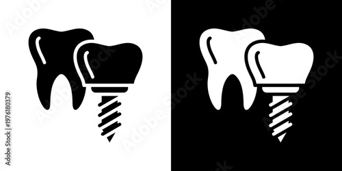 Dental Implant Icon Set Multiple Style Collection