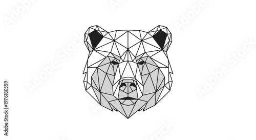 Geometric bear head illustration closeup.