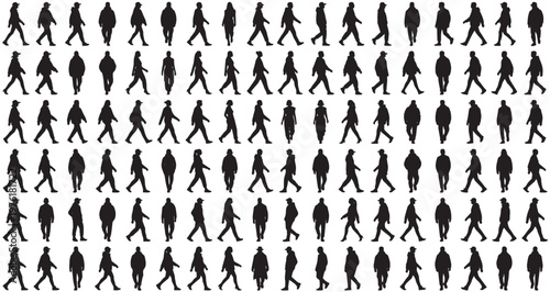 Streetwear Fashion Styles Silhouettes Set Pack. Editable Vector Stroke Illustration. featuring walking, people, silhouettes, vector, illustration, graphic, design, crowd, urban, city more silhouettes.