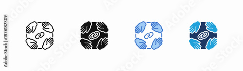 Set of collaboration icon collection in multiple style. Icon suitable for web and mobile application