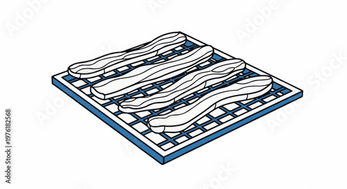 Slices of food arranged on a grid